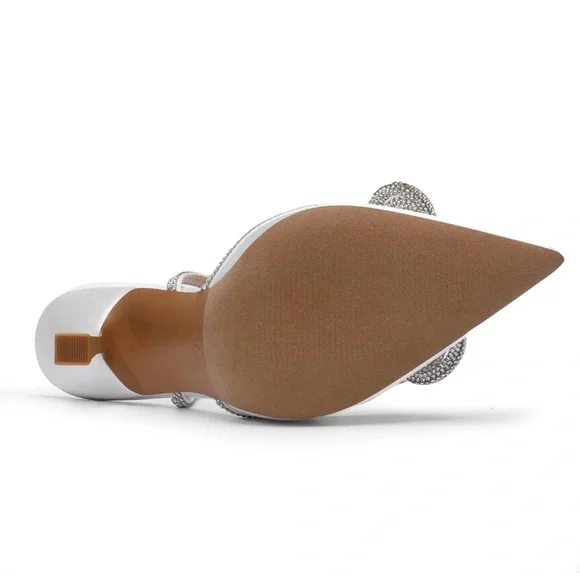 Dream Pairs White Sparkly Bow Heels - Size 9 - NWT 🤍😍 - Picture 5 of 8